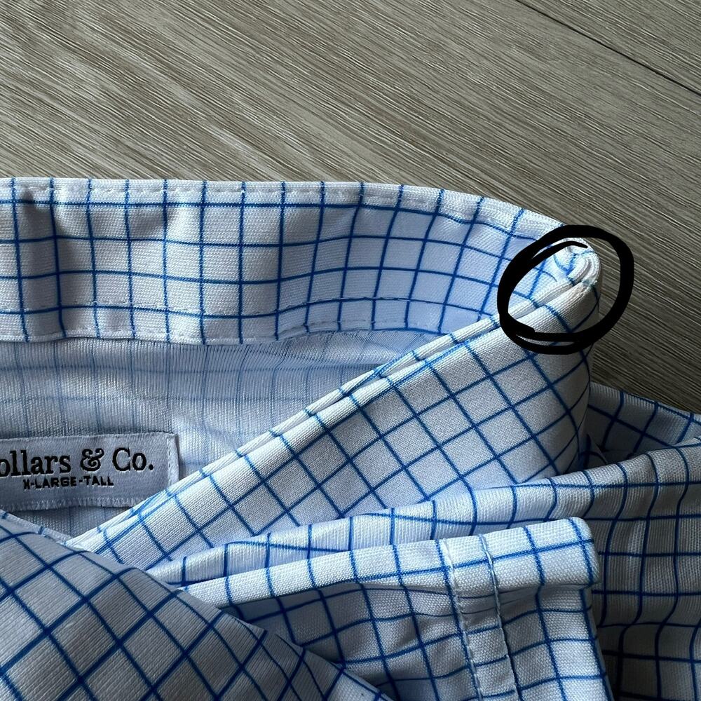 Collars & Co Flawed Mens XL Tall Blue White Square FLAWS Read - Picture 15 of 16